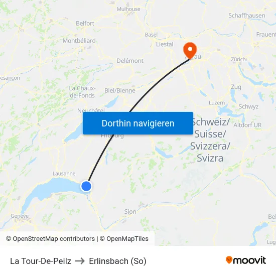 La Tour-De-Peilz to Erlinsbach (So) map