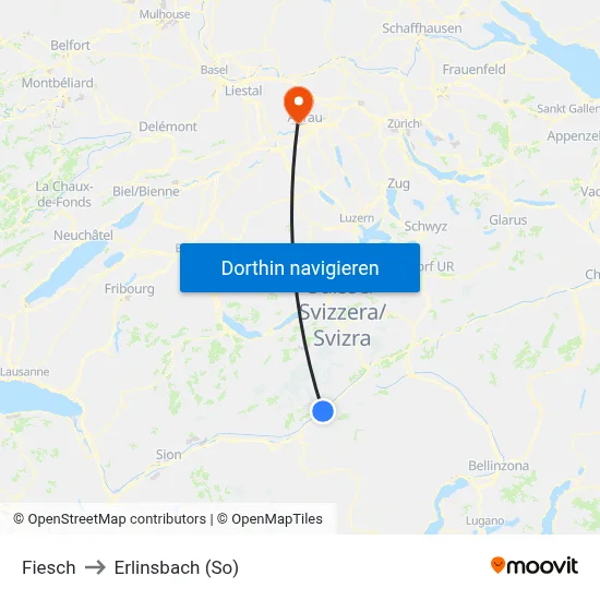 Fiesch to Erlinsbach (So) map