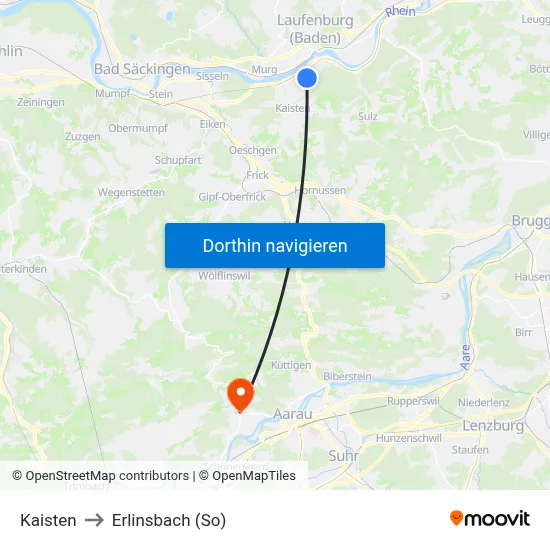 Kaisten to Erlinsbach (So) map