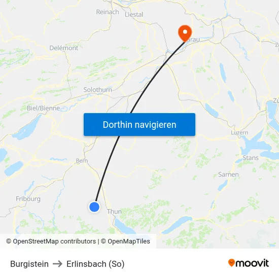 Burgistein to Erlinsbach (So) map