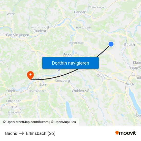 Bachs to Erlinsbach (So) map