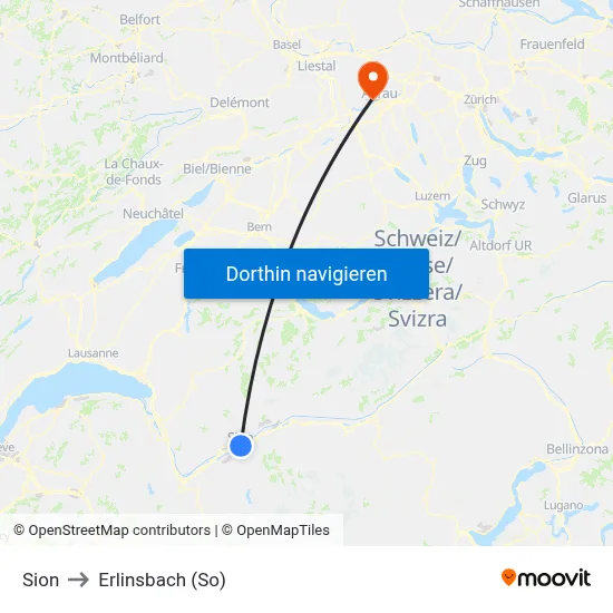 Sion to Erlinsbach (So) map