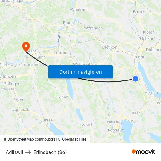 Adliswil to Erlinsbach (So) map
