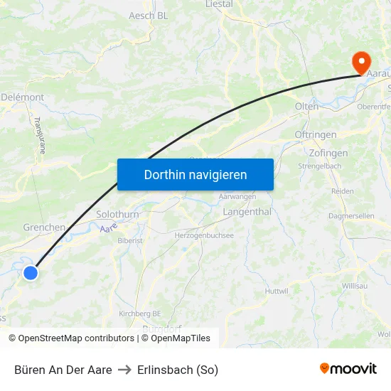 Büren An Der Aare to Erlinsbach (So) map