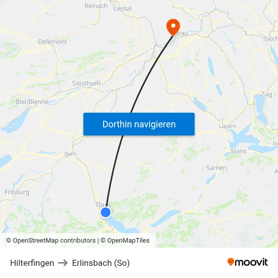 Hilterfingen to Erlinsbach (So) map