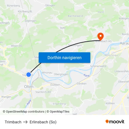 Trimbach to Erlinsbach (So) map
