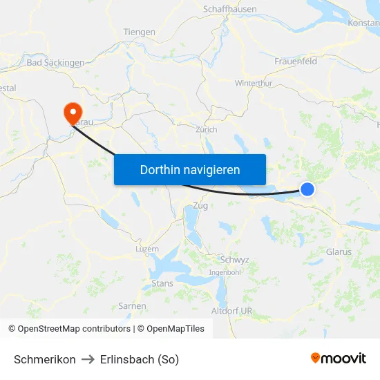 Schmerikon to Erlinsbach (So) map