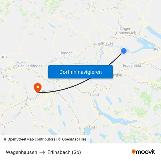 Wagenhausen to Erlinsbach (So) map