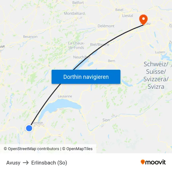 Avusy to Erlinsbach (So) map