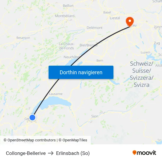 Collonge-Bellerive to Erlinsbach (So) map