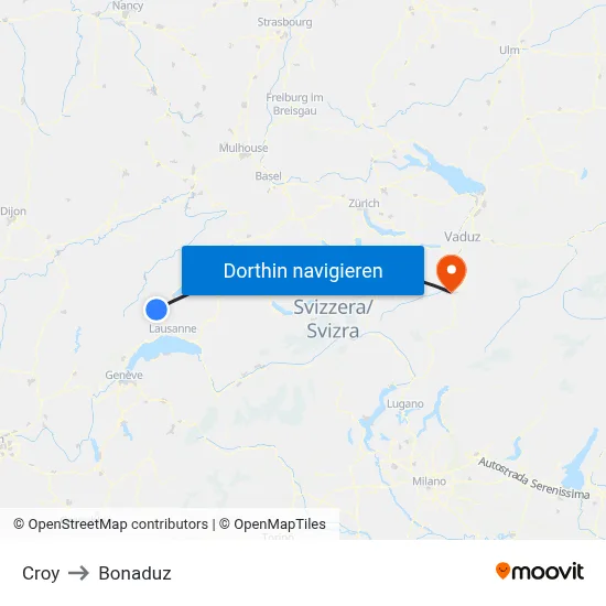 Croy to Bonaduz map