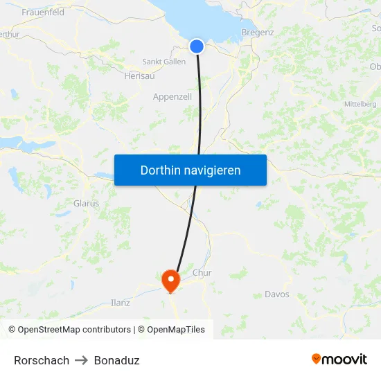 Rorschach to Bonaduz map