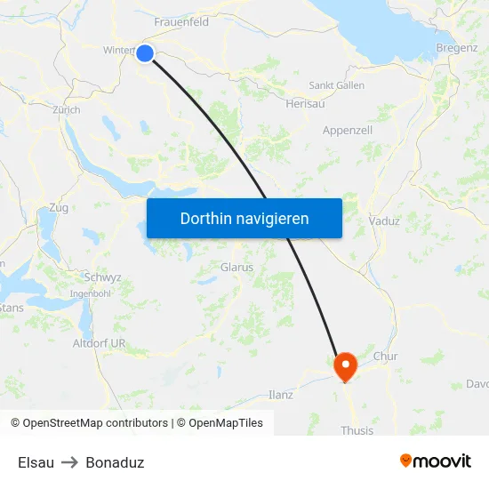 Elsau to Bonaduz map