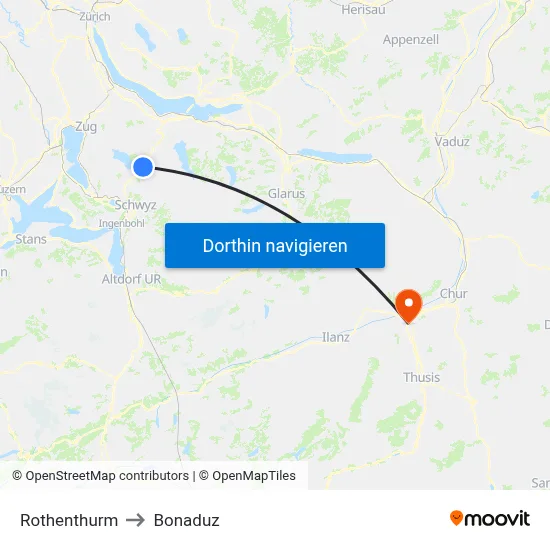 Rothenthurm to Bonaduz map