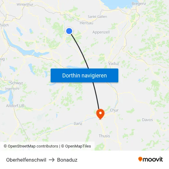 Oberhelfenschwil to Bonaduz map