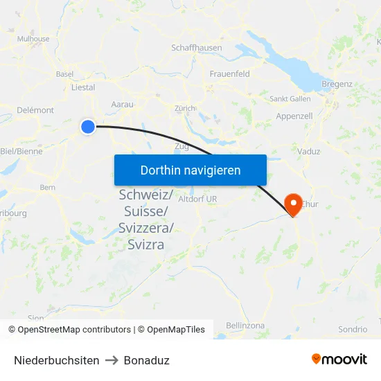 Niederbuchsiten to Bonaduz map