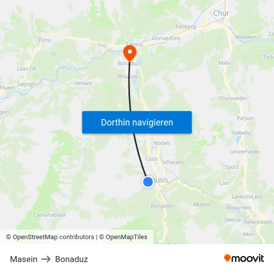 Masein to Bonaduz map