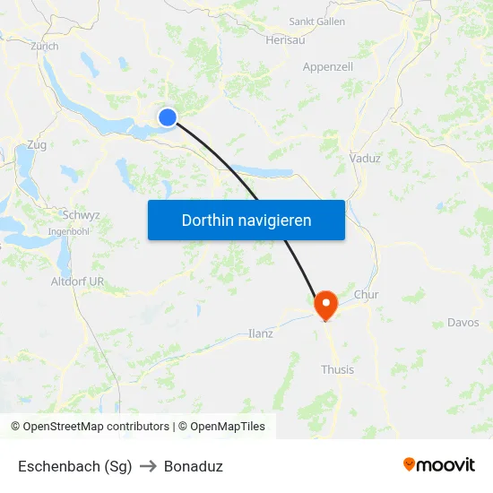 Eschenbach (Sg) to Bonaduz map