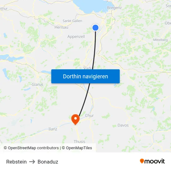Rebstein to Bonaduz map
