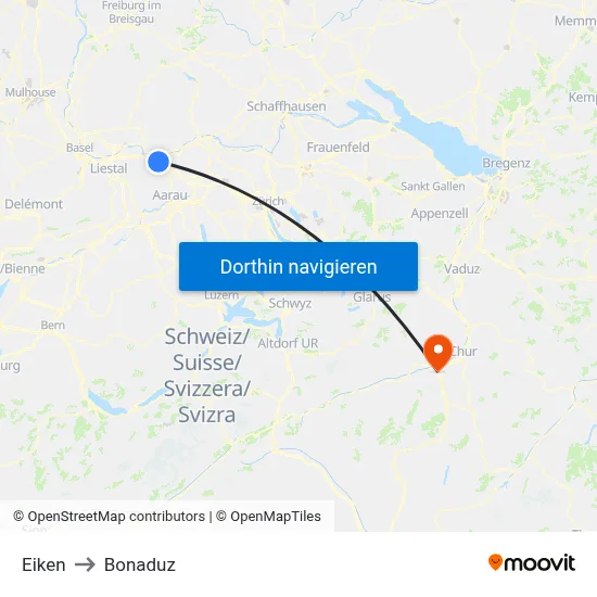 Eiken to Bonaduz map