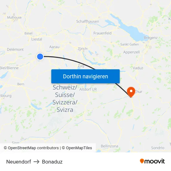 Neuendorf to Bonaduz map