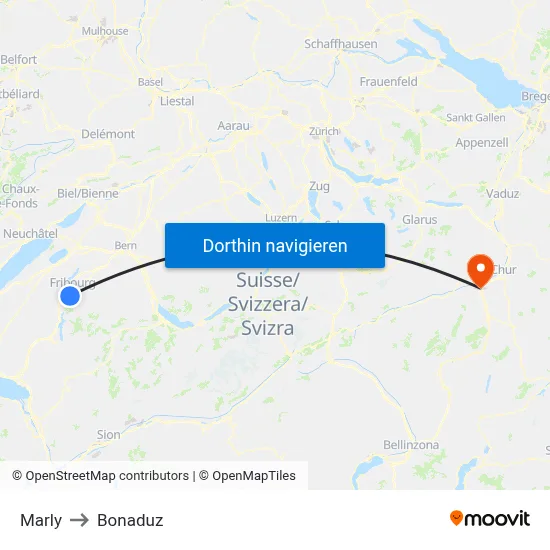 Marly to Bonaduz map