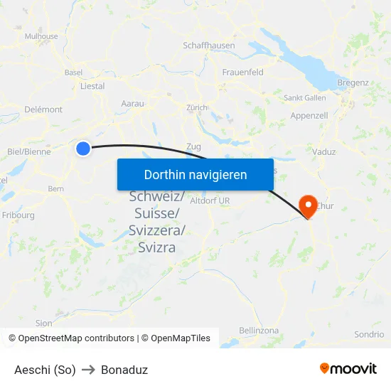 Aeschi (So) to Bonaduz map