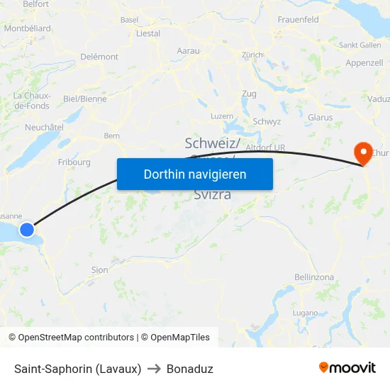 Saint-Saphorin (Lavaux) to Bonaduz map