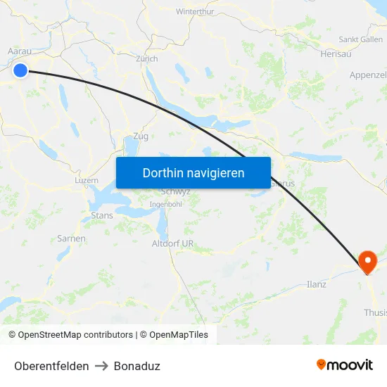 Oberentfelden to Bonaduz map
