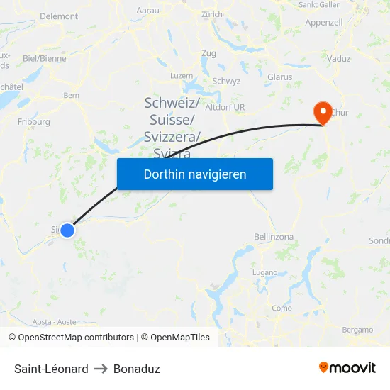 Saint-Léonard to Bonaduz map
