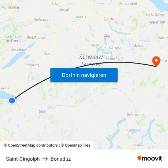 Saint-Gingolph to Bonaduz map