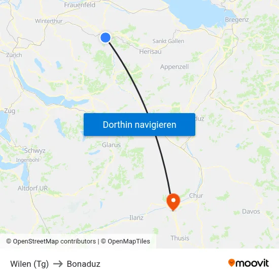 Wilen (Tg) to Bonaduz map