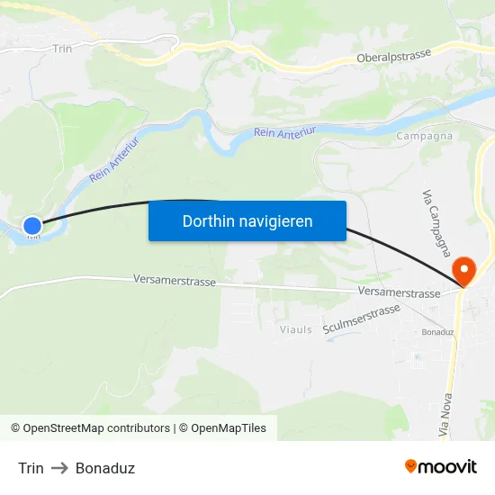 Trin to Bonaduz map