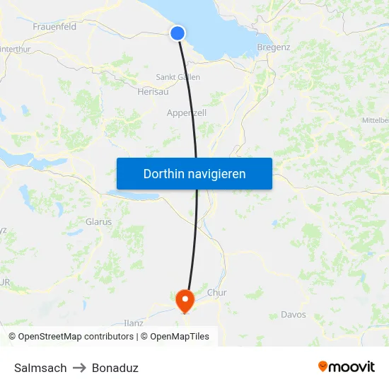 Salmsach to Bonaduz map