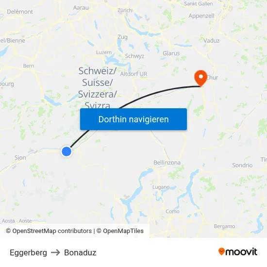 Eggerberg to Bonaduz map