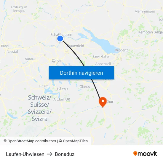 Laufen-Uhwiesen to Bonaduz map