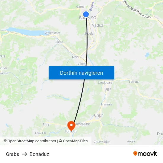 Grabs to Bonaduz map