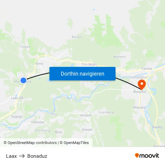 Laax to Bonaduz map
