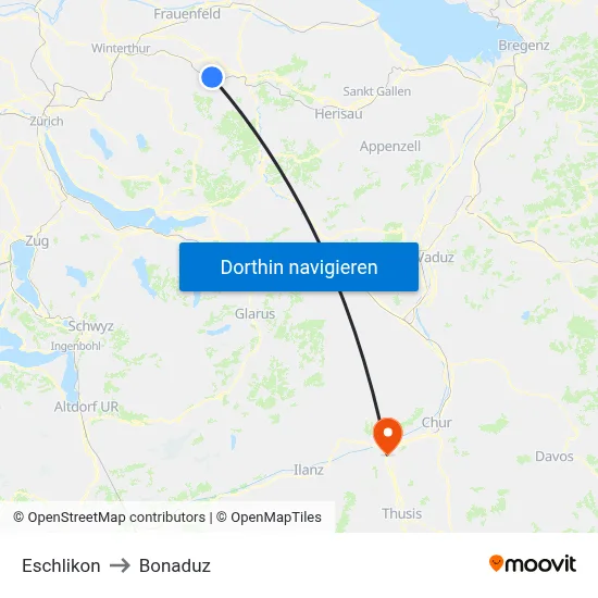 Eschlikon to Bonaduz map