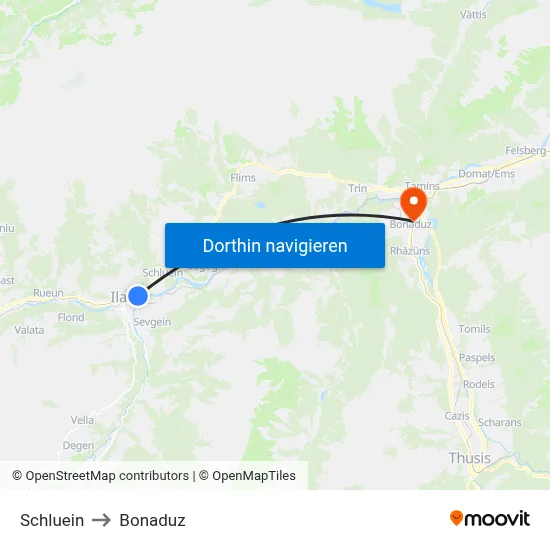 Schluein to Bonaduz map