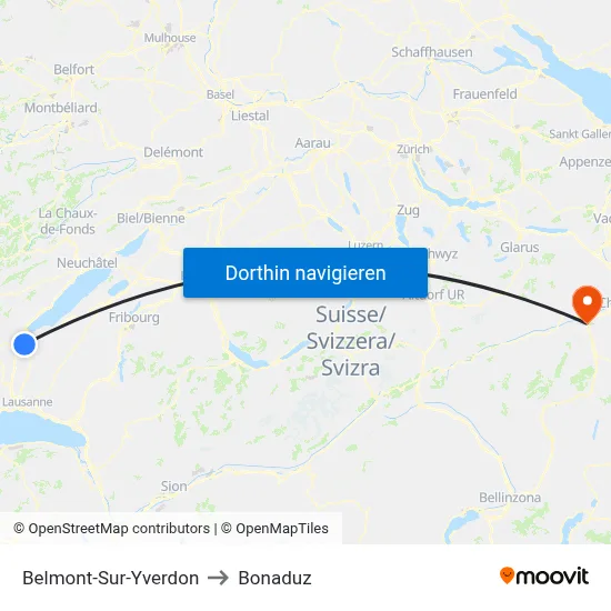 Belmont-Sur-Yverdon to Bonaduz map