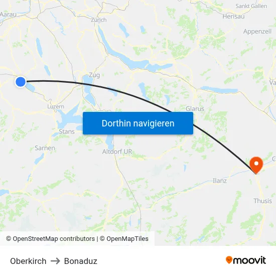 Oberkirch to Bonaduz map