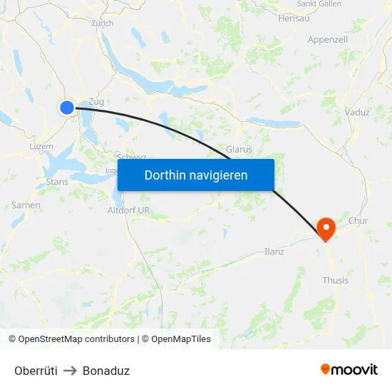 Oberrüti to Bonaduz map