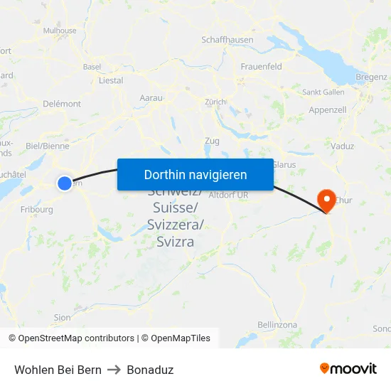 Wohlen Bei Bern to Bonaduz map