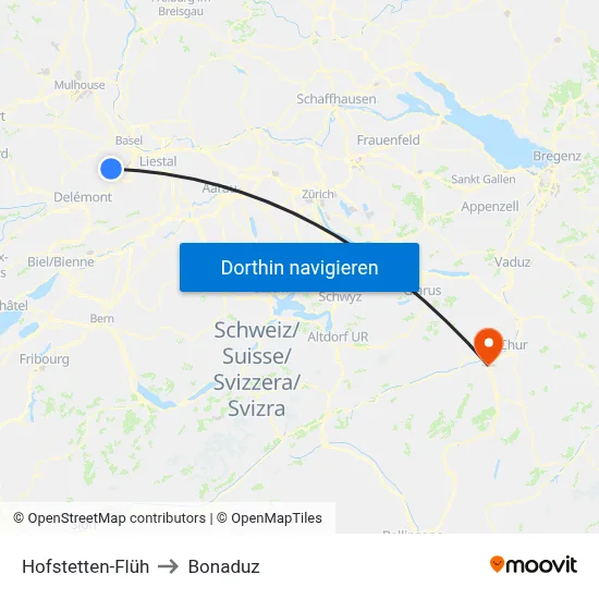 Hofstetten-Flüh to Bonaduz map