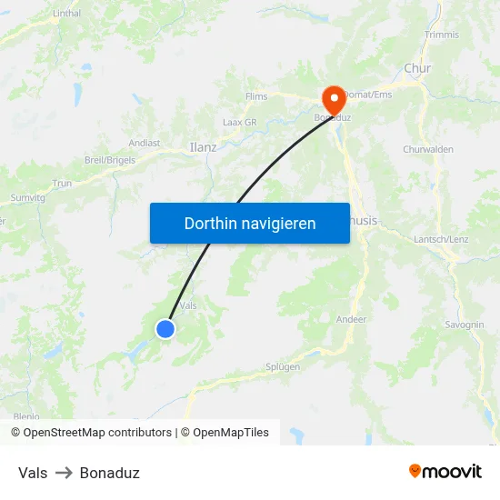 Vals to Bonaduz map
