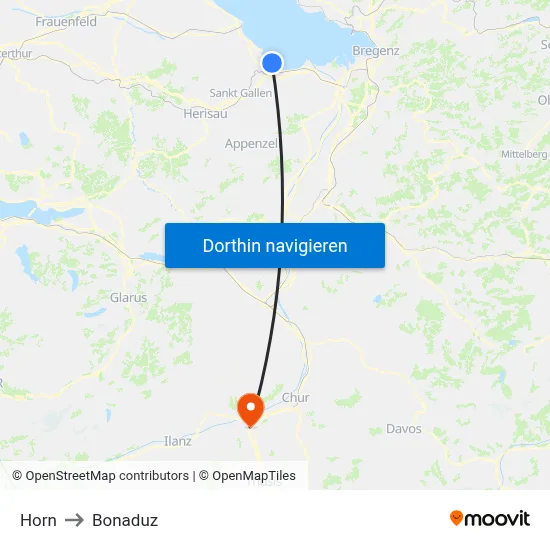 Horn to Bonaduz map