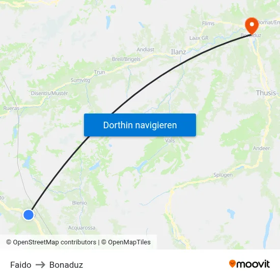 Faido to Bonaduz map