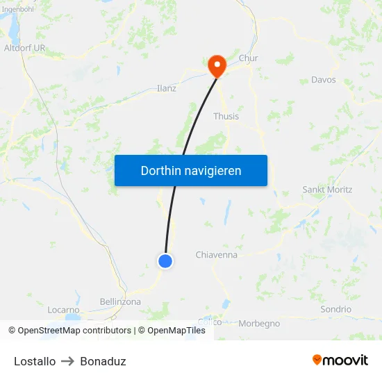 Lostallo to Bonaduz map