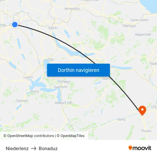 Niederlenz to Bonaduz map